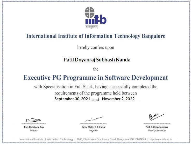 Executive PG Programme in Software Development Full Stack